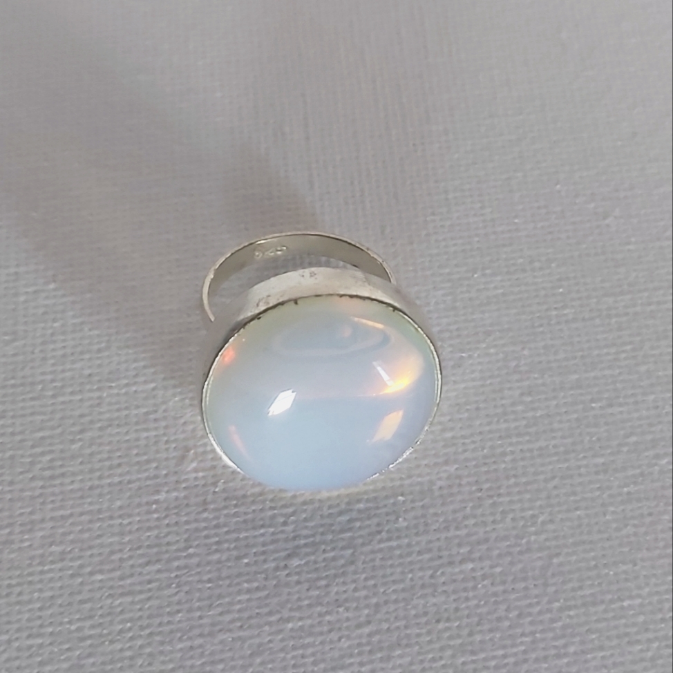 Adjustable Silver Opalite Ring